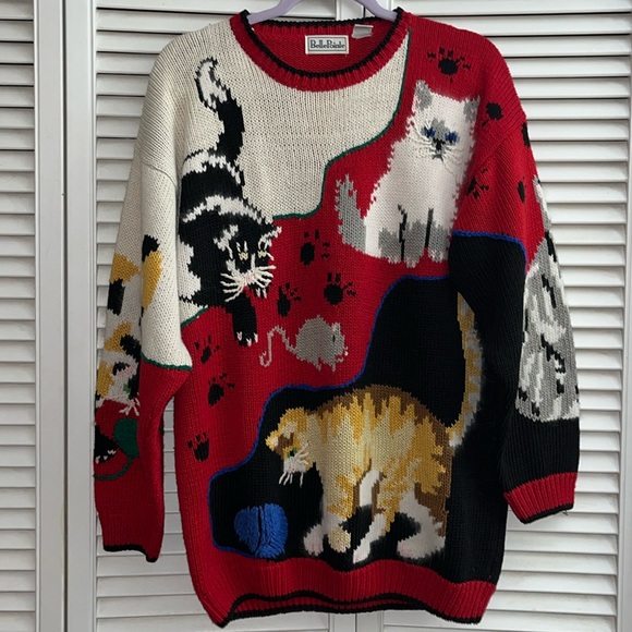 belle pointe Sweaters - Vintage cat novelty sweater
